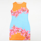 Women's Fashion Printed Sleeveless Bodycon Dress