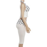 Summer Women's Polka Dot Crop Halter Tank and Slim Pants Set