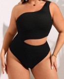 Plus Size Women's One-Shoulder Cutout One-Piece Bikini Swimsuit