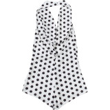 Summer Women's Polka Dot Halter Neck Low Back Bodycon Jumpsuit