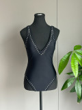 Women's Solid Color One-Piece Bikini Swimsuit