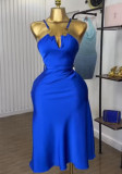 Summer Women's Fashion V-Neck Sleeveless Strap Slim Waist Dress