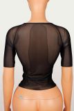Women's Summer See-Through Printed Seamless Long Sleeve Top