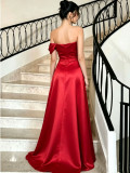 Summer Women's Red Strap Train Bodycon Formal Party Gown