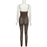 Summer Women's Flocked Strap Bodycon Tight-Fitting Jumpsuit