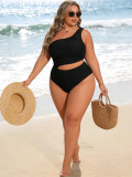 Plus Size Women's One-Shoulder Cutout One-Piece Bikini Swimsuit