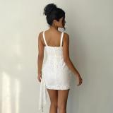 Summer Holiday Women's White Lace Strap Bodycon Mini Dress