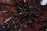 Spring Women's Deep V-Neck Lace-Up Low Back Halter Flared Leg Jumpsuit