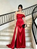 Summer Women's Red Strap Train Bodycon Formal Party Gown
