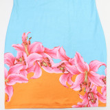 Women's Fashion Printed Sleeveless Bodycon Dress