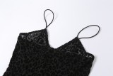 Summer Women's Flocked Strap Bodycon Tight-Fitting Jumpsuit