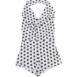 Summer Women's Polka Dot Halter Neck Low Back Bodycon Jumpsuit