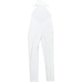 Spring Women's Halter Neck Low Back Tight-Fitting Jumpsuit