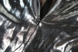 Summer Women's Patchwork Mesh See-Through High-Waist Zip-Up Bodycon Jumpsuit