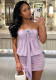 Women's Fashion Strapless Low Back Lace-Up Feather Patchwork Bodycon Dress