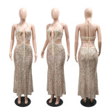 Women's V-Neck Sleeveless Lace-Up Sexy Bodycon Party Evening Dress