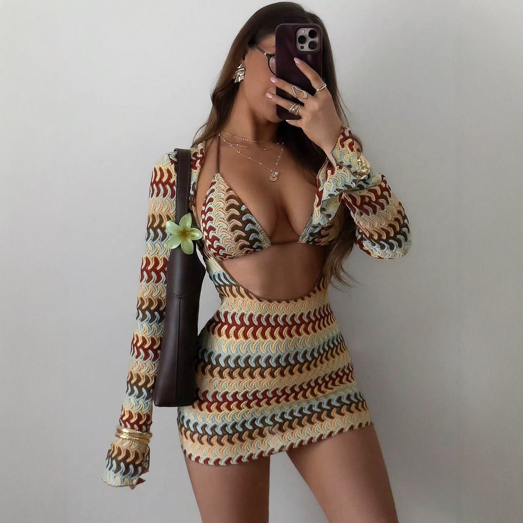 Low Back Bodycon Mini Cover-Up Dress for Beachwear