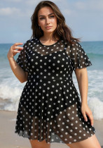 Holiday Plus Size Women's One-Piece Triangle Bottom Ruffle Sleeve Swimsuit Holiday Plus Size Women's One-Piece Triangle Bottom Ruffle Sleeve Swimsuit