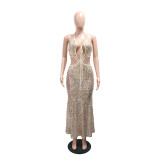 Women's V-Neck Sleeveless Lace-Up Sexy Bodycon Party Evening Dress