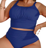 Plus Size Women Sexy High Waist Slim Fit Bikini Swimsuit Beach Wear