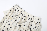 Summer Women Polka Dot Printed Lace-Up Patchwork Ruffled Bell Bottom Pants