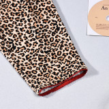 Women Casual High Waist Fitted Leopard Print Capri Pants
