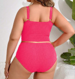 Plus Size Women Sexy High Waist Slim Fit Bikini Swimsuit Beach Wear