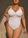 Plus Size Women One-Piece Bikini Sexy Low Back Tie Back Swimsuit