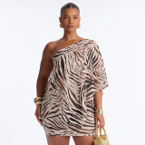 Women Sexy See-Through Mesh Cover Up Printed Dress Set