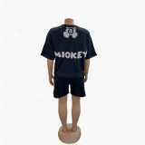 Summer Men & Women Short Sleeve T-Shirt & Shorts Tracksuit Embroidery Color Block Trendy Two-Piece Set