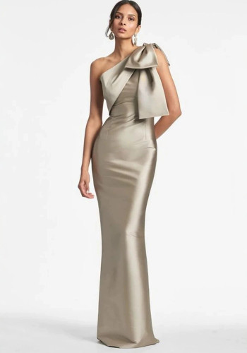 Women One-shoulder Fishtail Women Prom Maxi Dress（Processing time need 3-6 days）