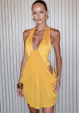 Spring Summer Women Sexy Halter Neck Patchwork Dress