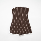 Women Polka Dot Color Block Strapless Tight Fitting Rompers