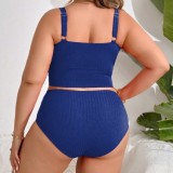 Plus Size Women Sexy High Waist Slim Fit Bikini Swimsuit Beach Wear