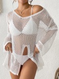 Women Irregular V-Neck Hollow Out Side Split Cover Up Beach Dress