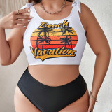 Plus Size Women Two-Piece High Waist Triangle Bikini Swimsuit