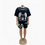 Summer Men & Women Short Sleeve T-Shirt & Shorts Tracksuit Embroidery Color Block Trendy Two-Piece Set