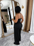 Summer Women Casual Street Halter Top & High Waist Wide Leg Pants Set