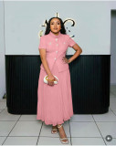 Summer Women Short Sleeve Blazer & Pleated Skirt Set Casual Coat Office Formal Wear