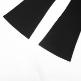 Summer Women Solid Color Slash Shoulder Hollow Out Open Waist Jumpsuit