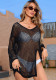 Women Irregular V-Neck Hollow Out Side Split Cover Up Beach Dress