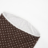 Women Polka Dot Color Block Strapless Tight Fitting Rompers