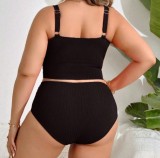 Plus Size Women Sexy High Waist Slim Fit Bikini Swimsuit Beach Wear