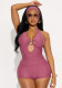 Women Solid Color Halter Neck Tie Cami Top Tight Fitting Shorts Two-Piece Set
