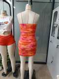 Women Sleeveless Strapless Floral Ruffled Tight Fitting Mini Bodycon Dress