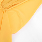 Spring Summer Women Sexy Halter Neck Patchwork Dress
