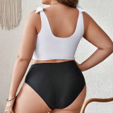 Plus Size Women Two-Piece High Waist Triangle Bikini Swimsuit