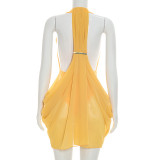 Spring Summer Women Sexy Halter Neck Patchwork Dress