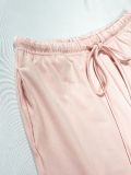 Summer Women Casual Street Halter Top & High Waist Wide Leg Pants Set