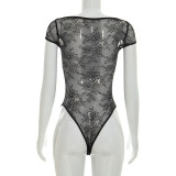 Spring Summer Women Sexy Lace Patchwork Ruched Skirt Set